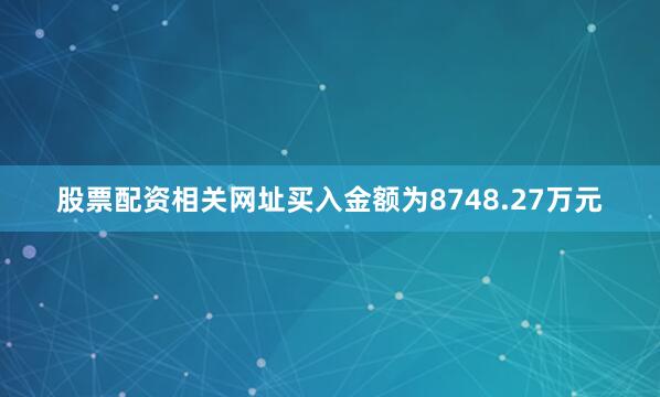 股票配资相关网址买入金额为8748.27万元